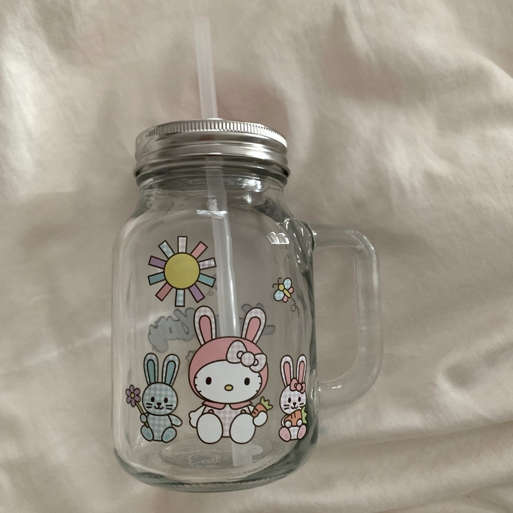 Hello Kitty Easter Glass mason jar cup